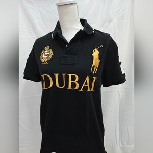 Ralph Lauren Black Polo with Gold Embroidery